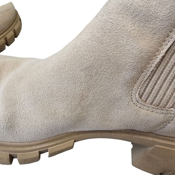 Steve Madden Women's Hutch Tan Sand Suede Chelsea Chunky Heel Boots Sz 9 - Picture 12 of 15